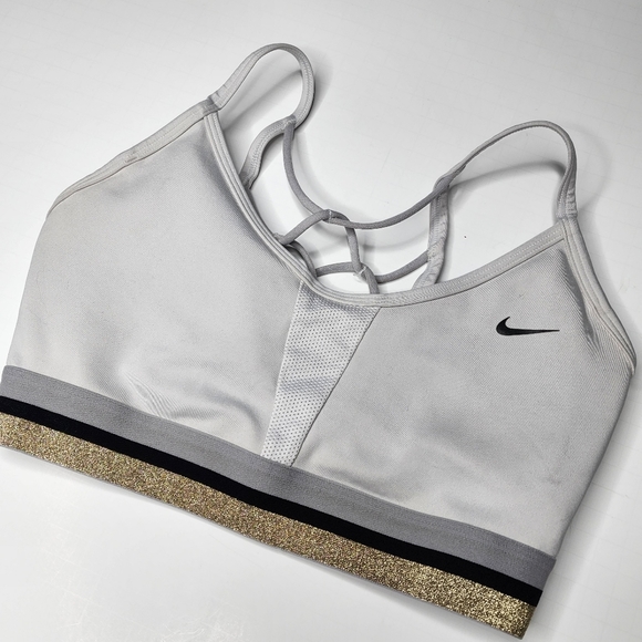 Nike Icon Clash Sport Bra Gold Accent Criss Cross Back Medium - Picture 5 of 8